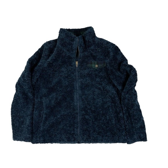 Pendleton Woolen‎ Mills Women Sherpa Blue Plaid Zipper Jacket Sz L - Picture 1 of 7